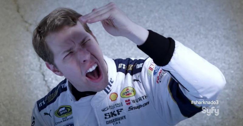 Illustration for article titled Watch NASCAR Driver Brad Keselowski Get Attacked By The Sharknado